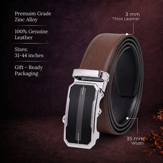 Mens Genuine Leather Belt | 2 in 1 Reversible (Brown & Black) (1 Pc.) - NEXVIOR - AVENZO — Leather Belts for Men | THE MEN THING