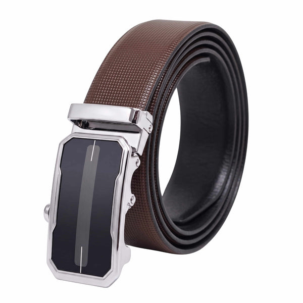Mens Genuine Leather Belt | 2 in 1 Reversible (Brown & Black) (1 Pc.) - NEXVIOR - AVENZO