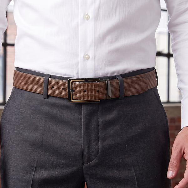 Mens Genuine Leather Belt | 2 in 1 Reversible (Brown & Black) (1 Pc.) - NEXVIOR -BRAVIX