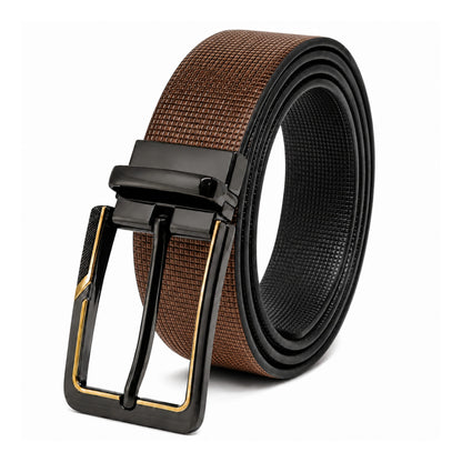 THE MEN THING Leather Belts Mens Genuine Leather Belt | 2 in 1 Reversible (Brown & Black) (1 Pc.) - NEXVIOR -BRAVIX