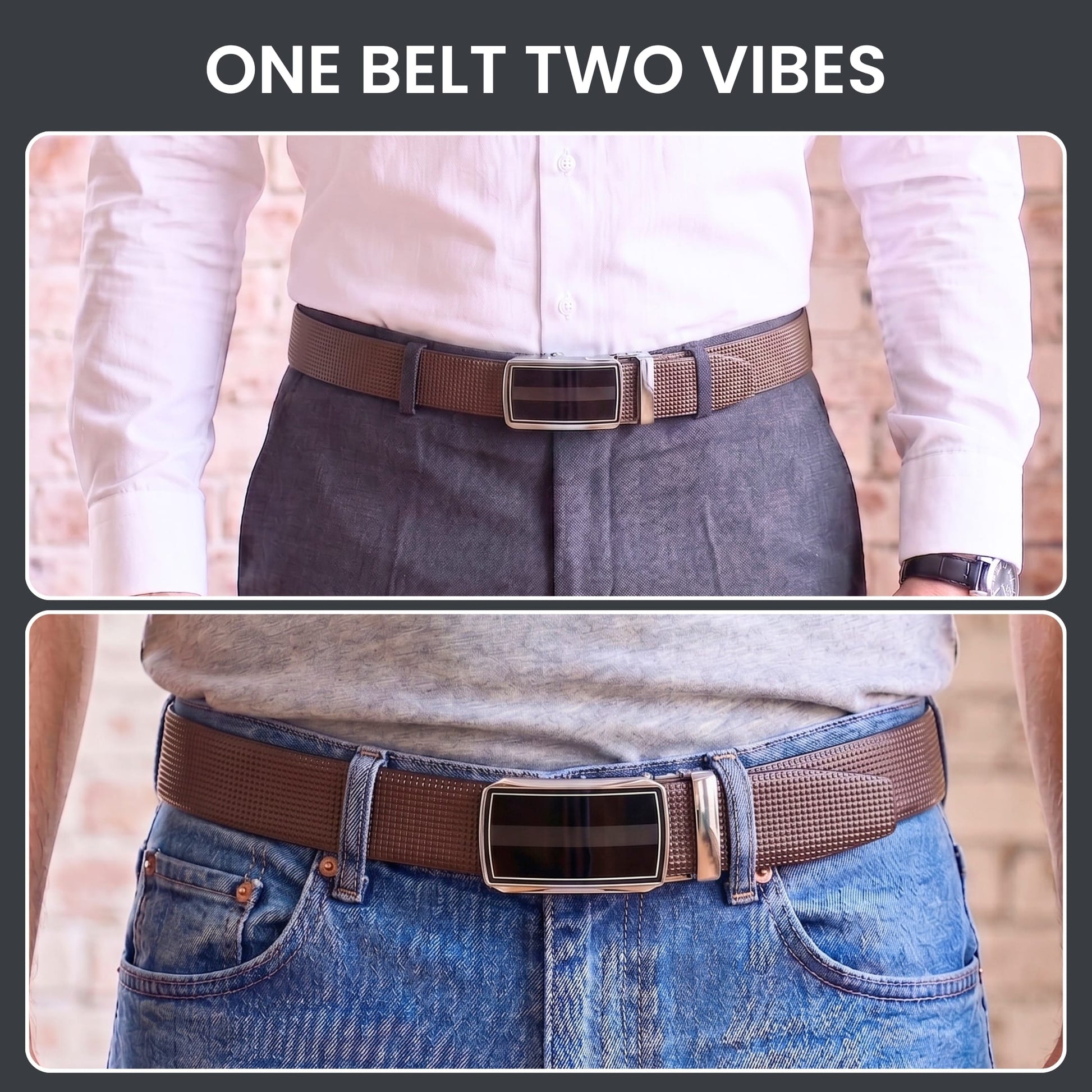 THE MEN THING Leather Belts Mens Genuine Leather Belt | 2 in 1 Reversible (Brown & Black) (1 Pc.) - NEXVIOR - KLYNT