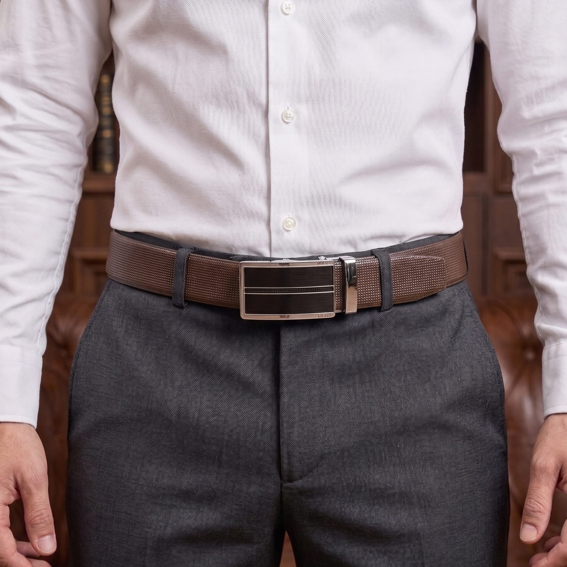 THE MEN THING Leather Belts Mens Genuine Leather Belt | 2 in 1 Reversible (Brown & Black) (1 Pc.) - NEXVIOR - KRONIQ