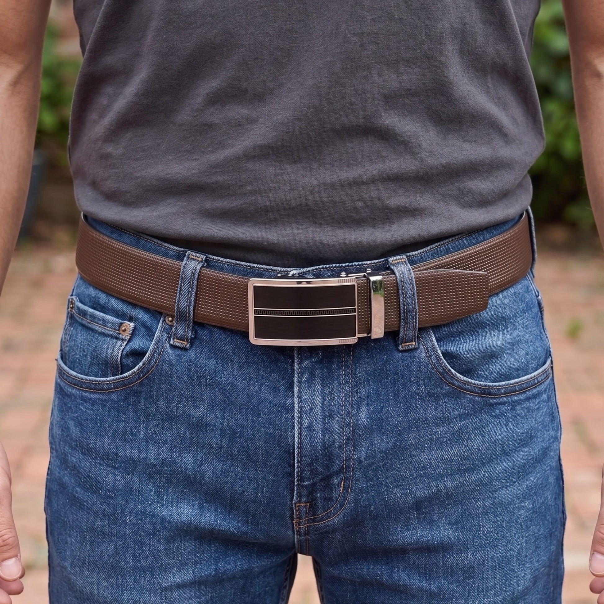 THE MEN THING Leather Belts Mens Genuine Leather Belt | 2 in 1 Reversible (Brown & Black) (1 Pc.) - NEXVIOR - KRONIQ