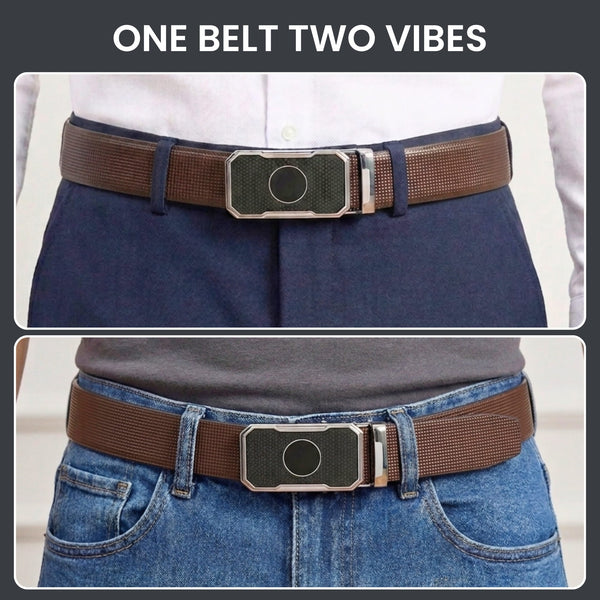 Mens Genuine Leather Belt | 2 in 1 Reversible (Brown & Black) (1 Pc.) - NEXVIOR - MONTREX