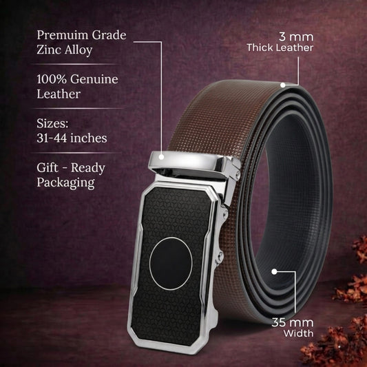 THE MEN THING Leather Belts Mens Genuine Leather Belt | 2 in 1 Reversible (Brown & Black) (1 Pc.) - NEXVIOR - MONTREX