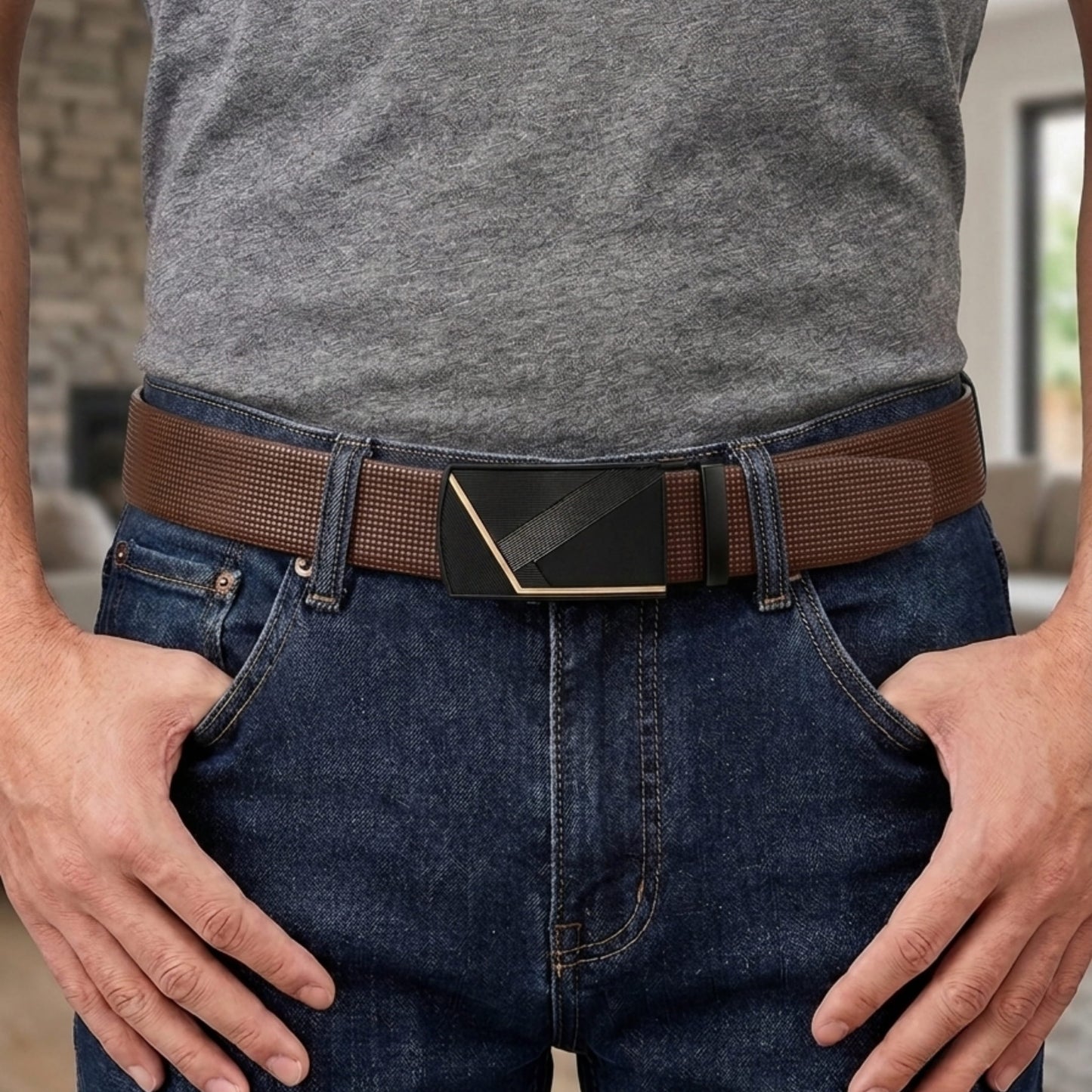 THE MEN THING Leather Belts Mens Genuine Leather Belt | 2 in 1 Reversible (Brown & Black) (1 Pc.) - NEXVIOR - NOCTIS