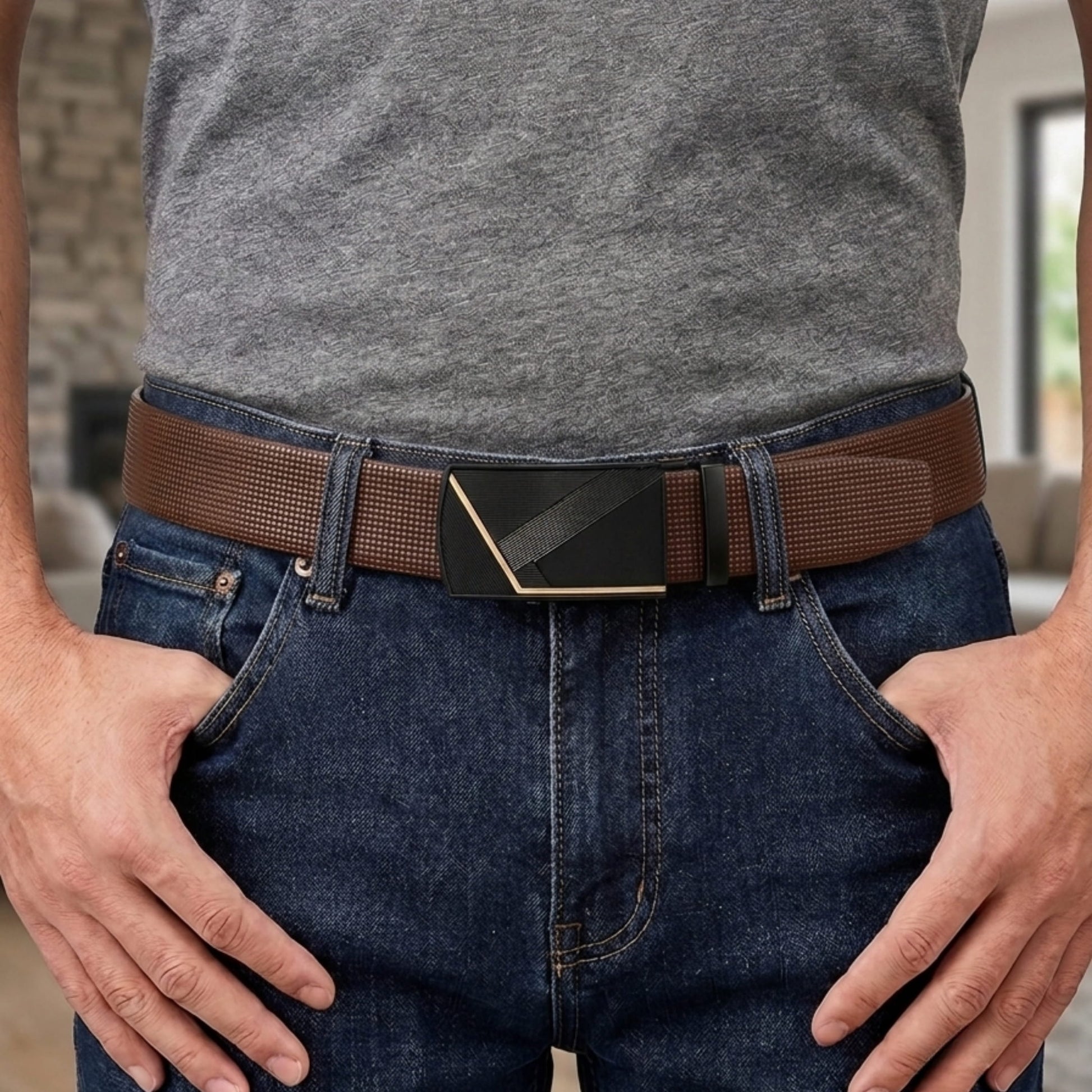 THE MEN THING Leather Belts Mens Genuine Leather Belt | 2 in 1 Reversible (Brown & Black) (1 Pc.) - NEXVIOR - NOCTIS