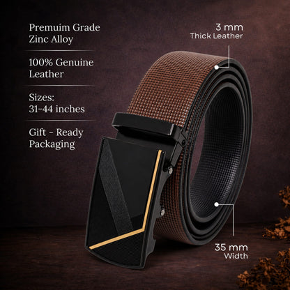 THE MEN THING Leather Belts Mens Genuine Leather Belt | 2 in 1 Reversible (Brown & Black) (1 Pc.) - NEXVIOR - NOCTIS