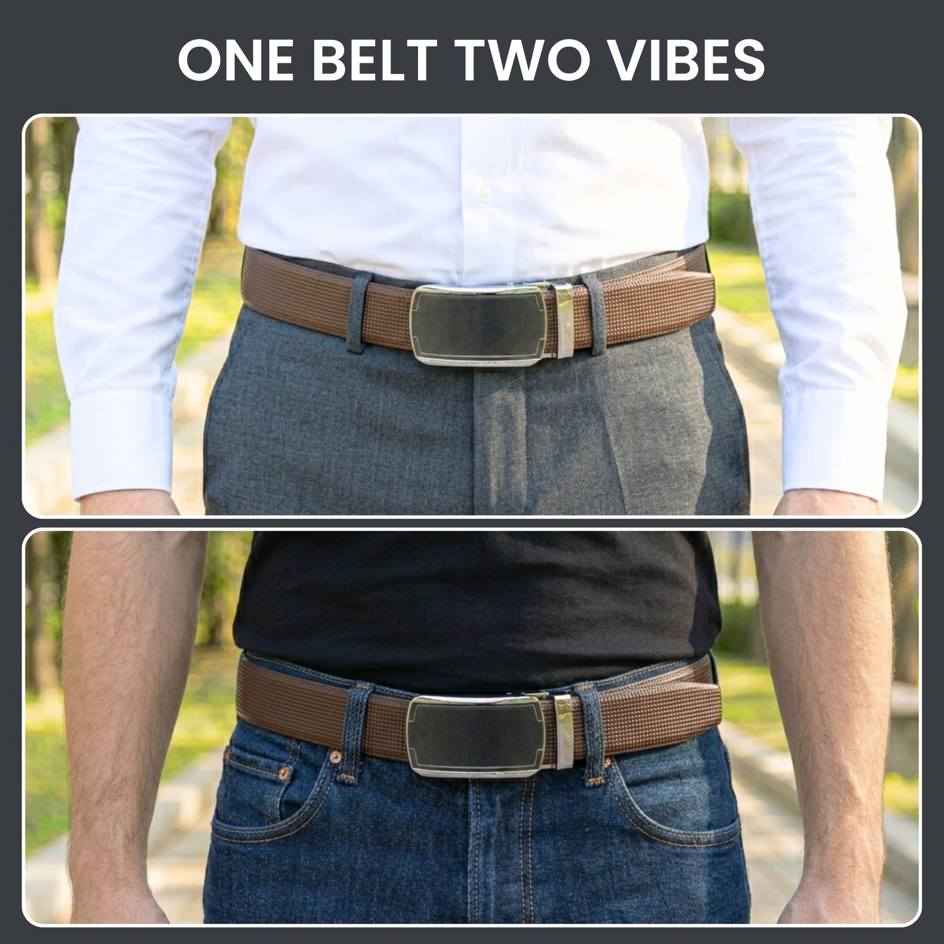 THE MEN THING Leather Belts Mens Genuine Leather Belt | 2 in 1 Reversible (Brown & Black) (1 Pc.) - NEXVIOR - ORLUX