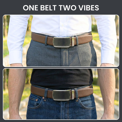 THE MEN THING Leather Belts Mens Genuine Leather Belt | 2 in 1 Reversible (Brown & Black) (1 Pc.) - NEXVIOR - ORLUX