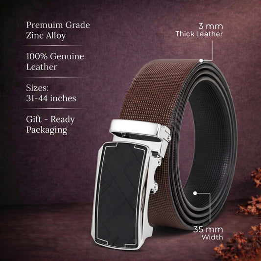 Mens Genuine Leather Belt | 2 in 1 Reversible (Brown & Black) (1 Pc.) - NEXVIOR - ORLUX — Leather Belts for Men | THE MEN THING