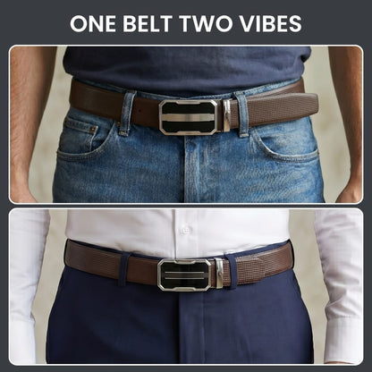 THE MEN THING Leather Belts Mens Genuine Leather Belt | 2 in 1 Reversible (Brown & Black) (1 Pc.) - NEXVIOR-OVRIS