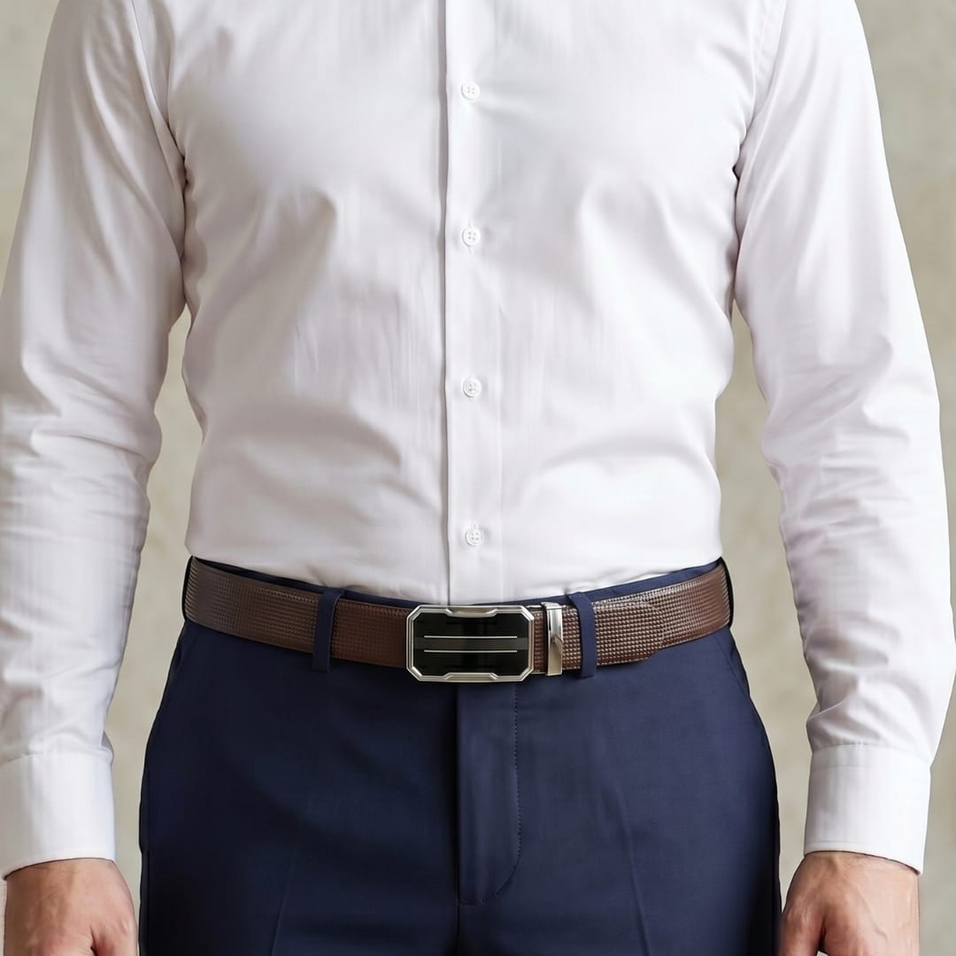 THE MEN THING Leather Belts Mens Genuine Leather Belt | 2 in 1 Reversible (Brown & Black) (1 Pc.) - NEXVIOR-OVRIS