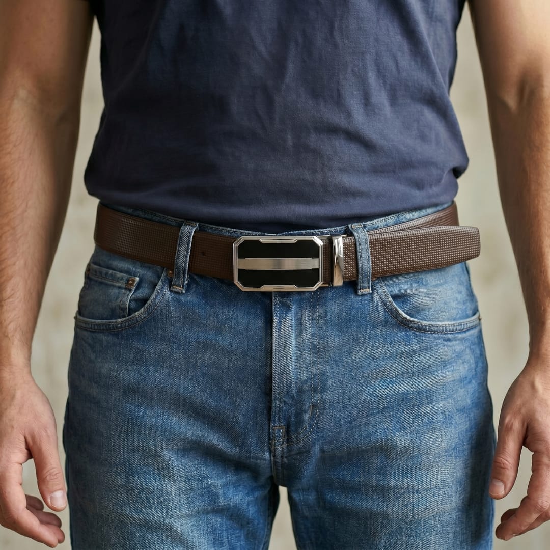THE MEN THING Leather Belts Mens Genuine Leather Belt | 2 in 1 Reversible (Brown & Black) (1 Pc.) - NEXVIOR-OVRIS