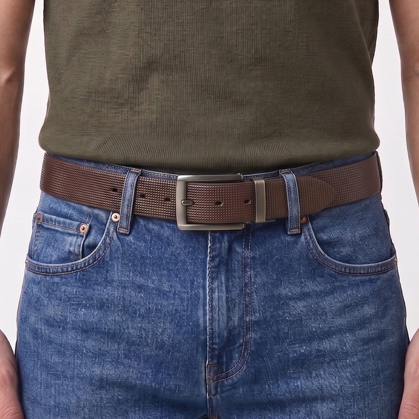 THE MEN THING Leather Belts Mens Genuine Leather Belt | 2 in 1 Reversible (Brown & Black) (1 Pc.) - NEXVIOR -PIVOT