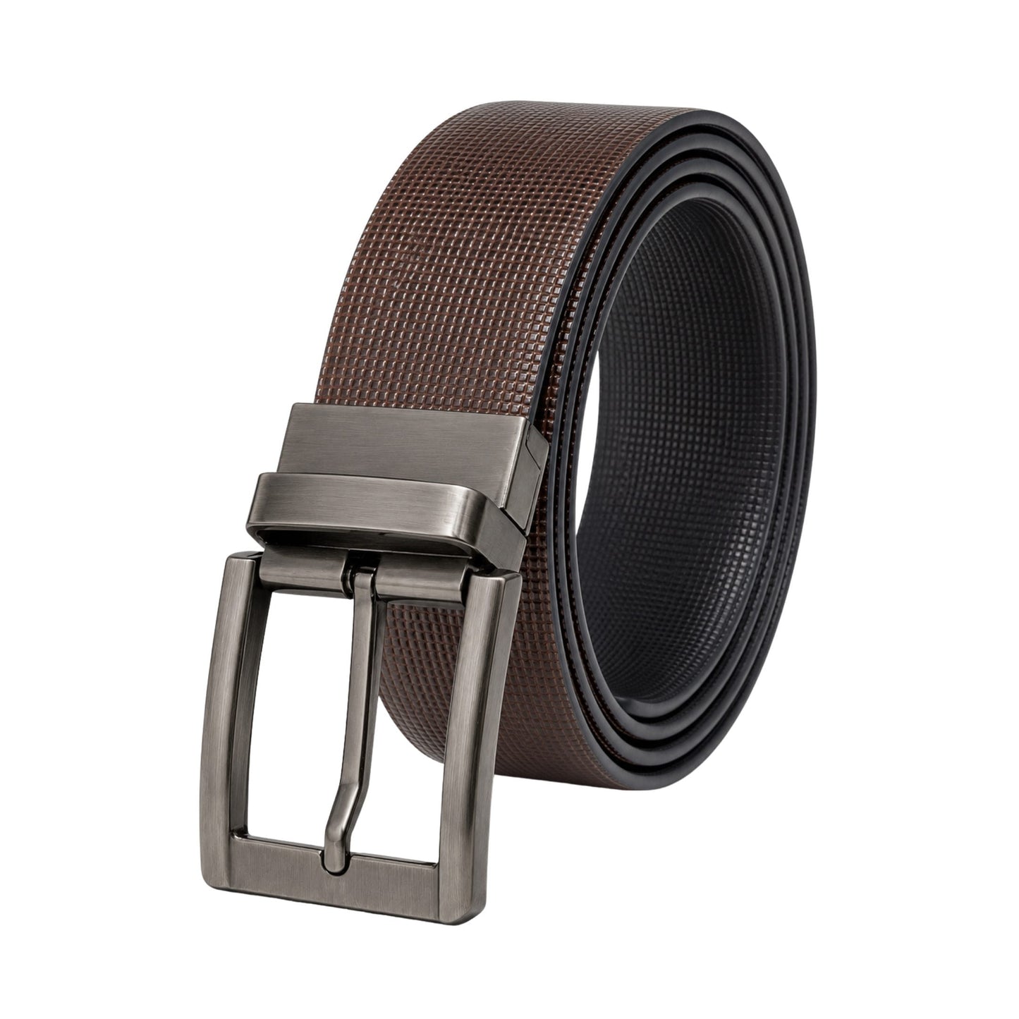 THE MEN THING Leather Belts Mens Genuine Leather Belt | 2 in 1 Reversible (Brown & Black) (1 Pc.) - NEXVIOR -PIVOT