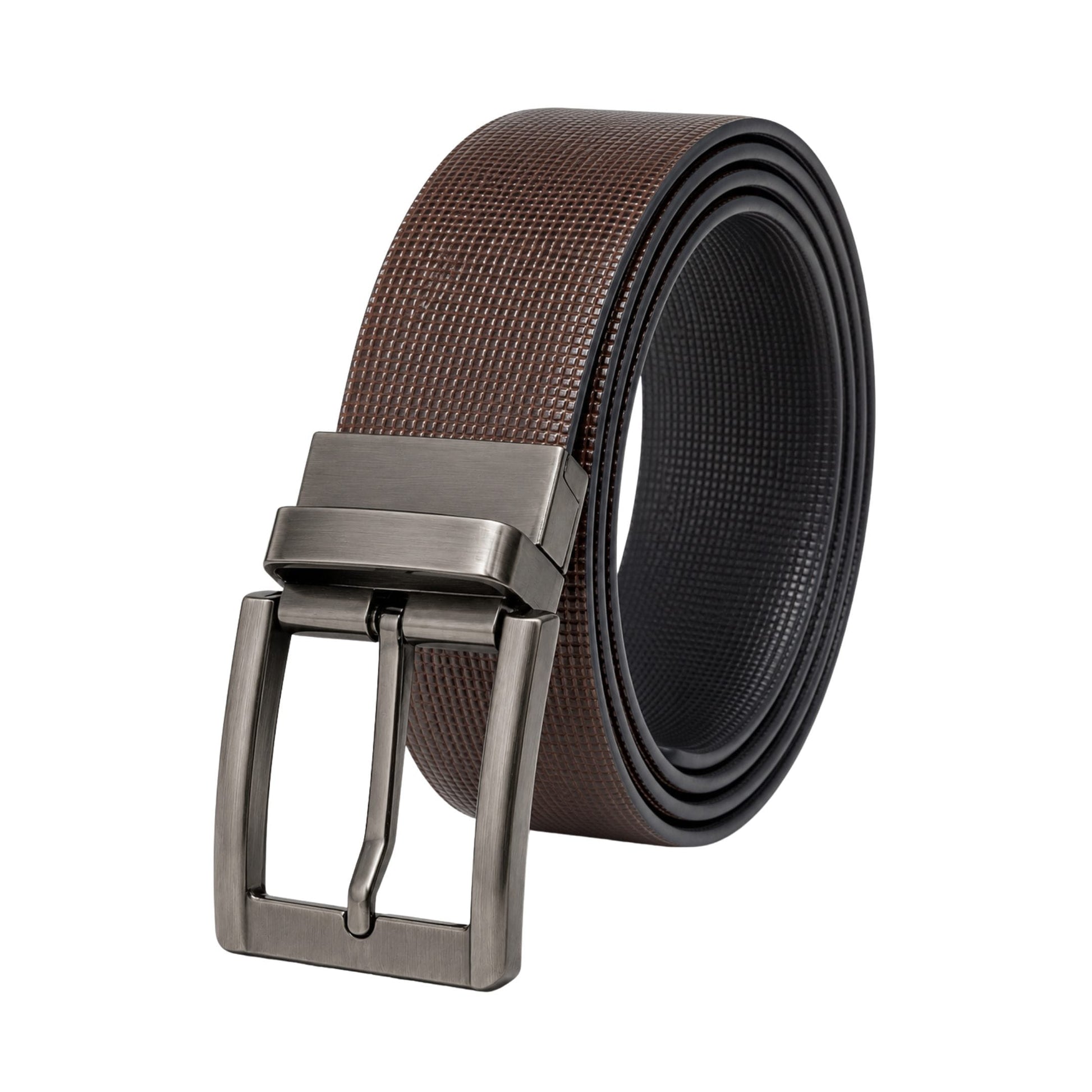 THE MEN THING Leather Belts Mens Genuine Leather Belt | 2 in 1 Reversible (Brown & Black) (1 Pc.) - NEXVIOR -PIVOT