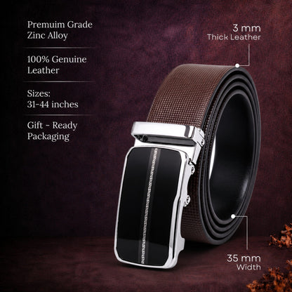 THE MEN THING Leather Belts Mens Genuine Leather Belt | 2 in 1 Reversible (Brown & Black) (1 Pc.) - NEXVIOR-ROYVIC