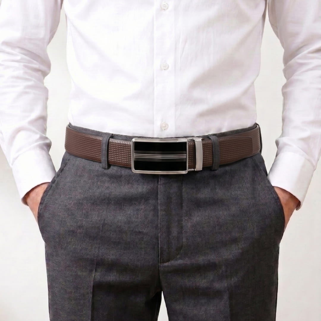 THE MEN THING Leather Belts Mens Genuine Leather Belt | 2 in 1 Reversible (Brown & Black) (1 Pc.) - NEXVIOR - TREVION