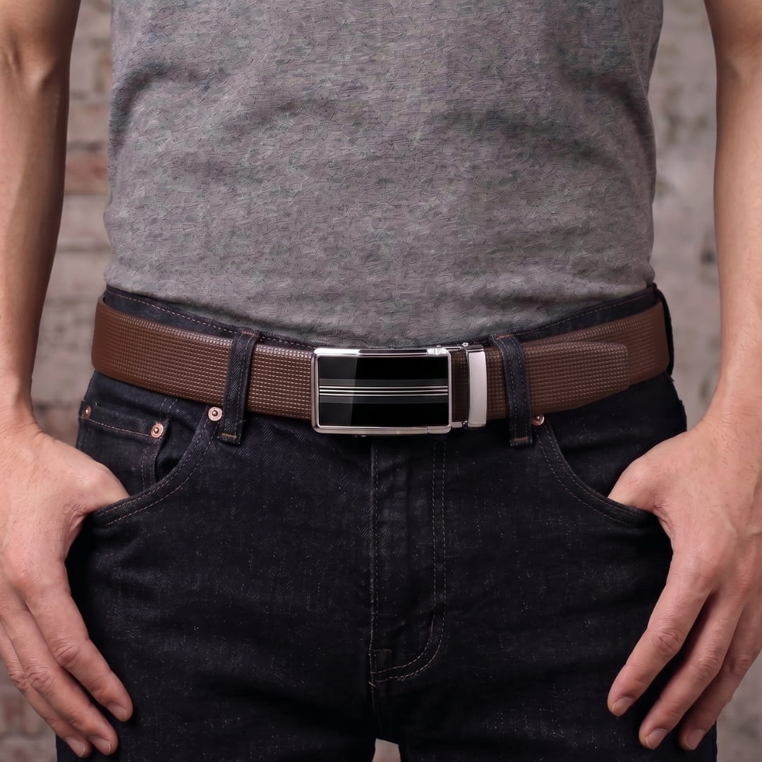THE MEN THING Leather Belts Mens Genuine Leather Belt | 2 in 1 Reversible (Brown & Black) (1 Pc.) - NEXVIOR - TREVION