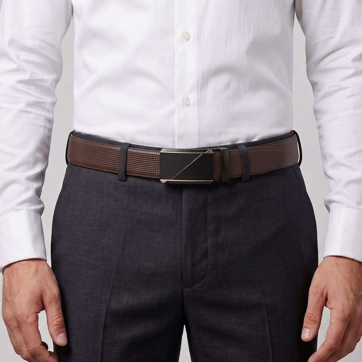 THE MEN THING Leather Belts Mens Genuine Leather Belt | 2 in 1 Reversible (Brown & Black) (1 Pc.) - NEXVIOR -TRION