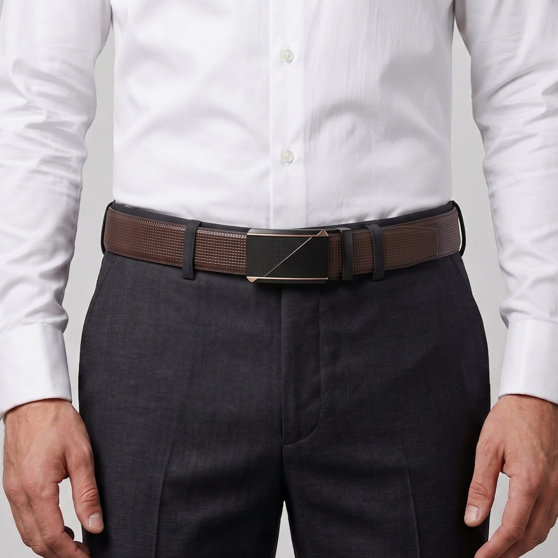 THE MEN THING Leather Belts Mens Genuine Leather Belt | 2 in 1 Reversible (Brown & Black) (1 Pc.) - NEXVIOR -TRION