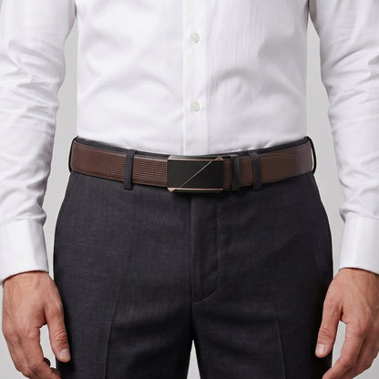 THE MEN THING Leather Belts Mens Genuine Leather Belt | 2 in 1 Reversible (Brown & Black) (1 Pc.) - NEXVIOR -TRION
