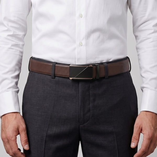 Mens Genuine Leather Belt | 2 in 1 Reversible (Brown & Black) (1 Pc.) - NEXVIOR -TRION
