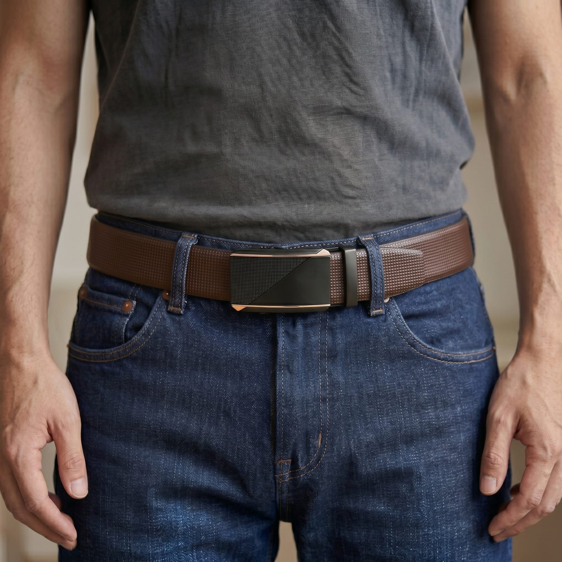 THE MEN THING Leather Belts Mens Genuine Leather Belt | 2 in 1 Reversible (Brown & Black) (1 Pc.) - NEXVIOR -TRION