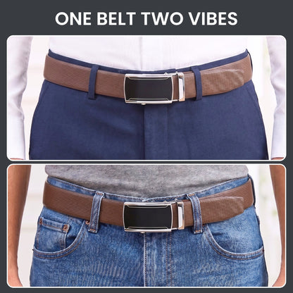 THE MEN THING Leather Belts Mens Genuine Leather Belt | 2 in 1 Reversible (Brown & Black) (1 Pc.) - NEXVIOR - VELMIR