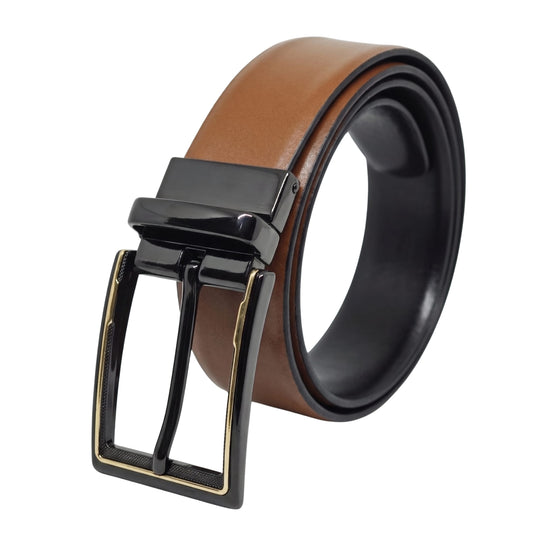 THE MEN THING Leather Belts Mens Genuine Leather Belt | 2 in 1 Reversible (Brown & Black) (1 Pc.) - NOIRVALE