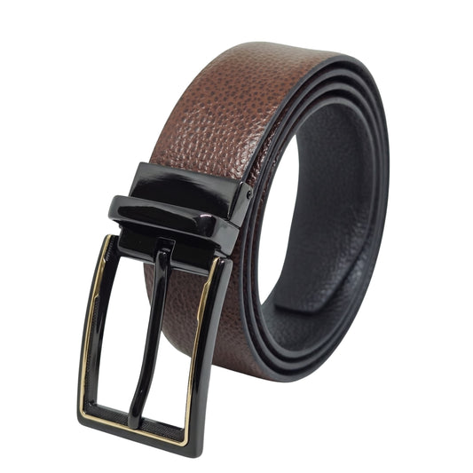 THE MEN THING Leather Belts Mens Genuine Leather Belt | 2 in 1 Reversible (Brown & Black) (1 Pc.) - OBSIDIAN EDGE