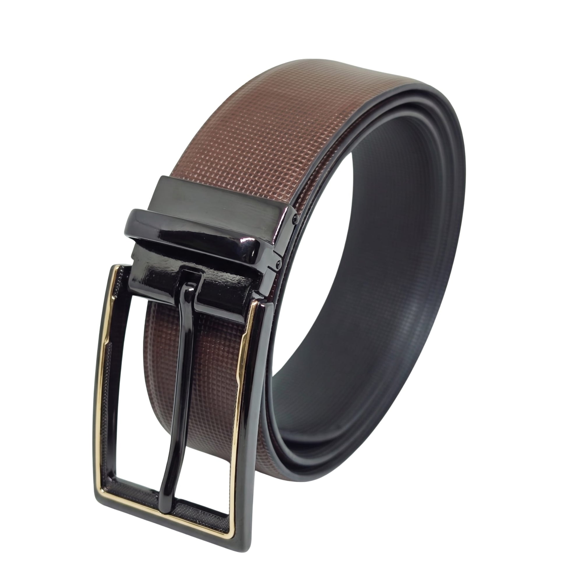 THE MEN THING Leather Belts Mens Genuine Leather Belt | 2 in 1 Reversible (Brown & Black) (1 Pc.) - QUADRON