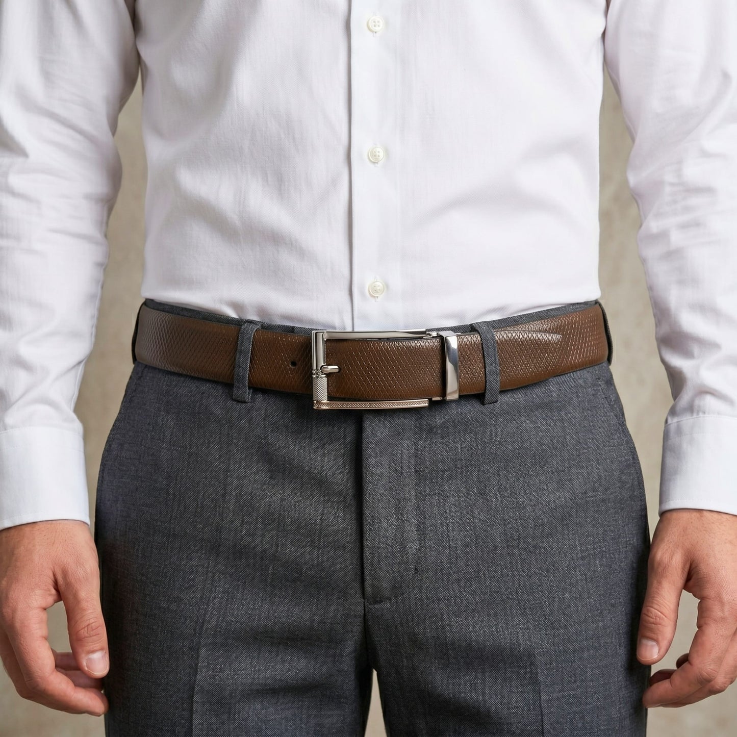 THE MEN THING Leather Belts Mens Genuine Leather Belt | 2 in 1 Reversible (Brown & Black) (1 Pc.) - REXVA