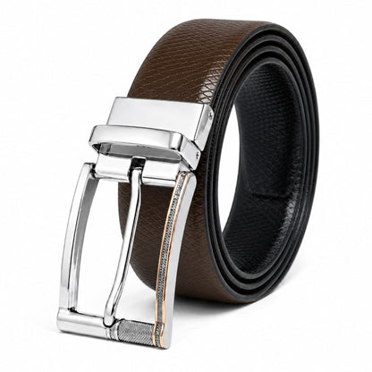 THE MEN THING Leather Belts Mens Genuine Leather Belt | 2 in 1 Reversible (Brown & Black) (1 Pc.) - REXVA