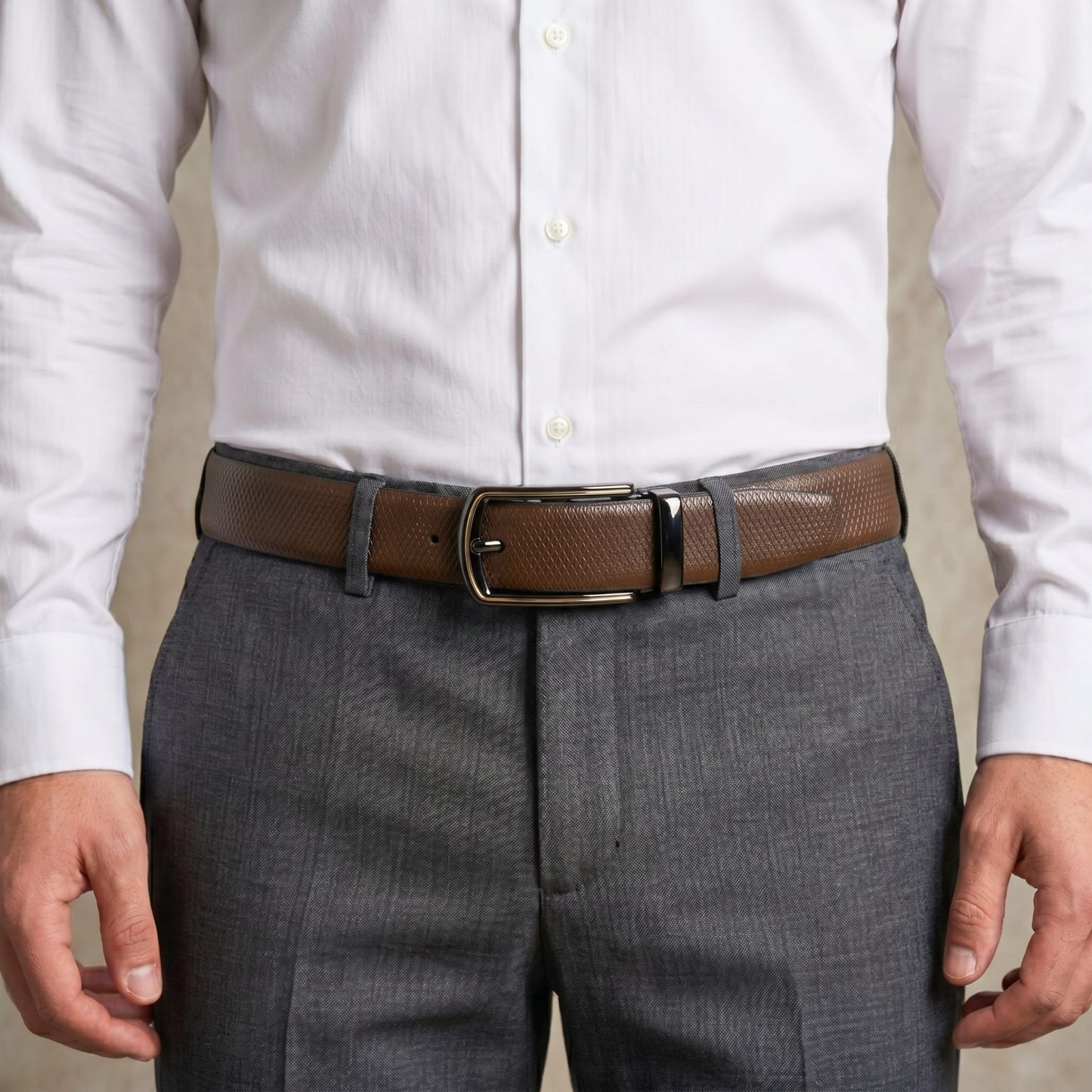 THE MEN THING Leather Belts Mens Genuine Leather Belt | 2 in 1 Reversible (Brown & Black) (1 Pc.) - REXVA