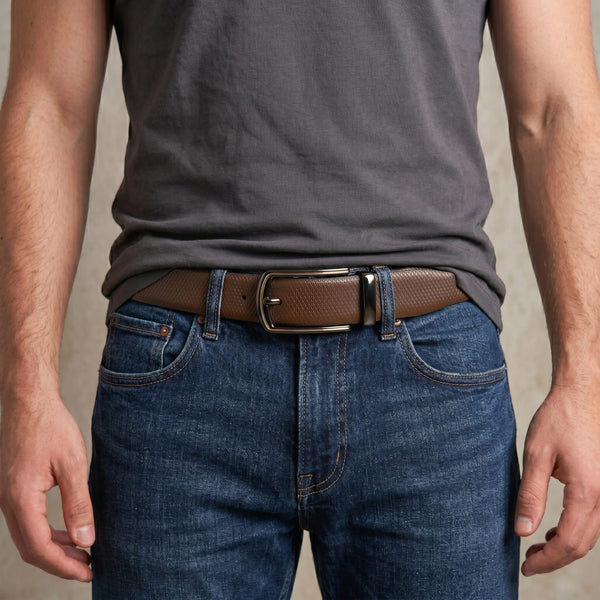 Mens Genuine Leather Belt | 2 in 1 Reversible (Brown & Black) (1 Pc.) - REXVA