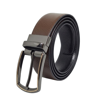 THE MEN THING Leather Belts Mens Genuine Leather Belt | 2 in 1 Reversible (Brown & Black) (1 Pc.) - REXVA