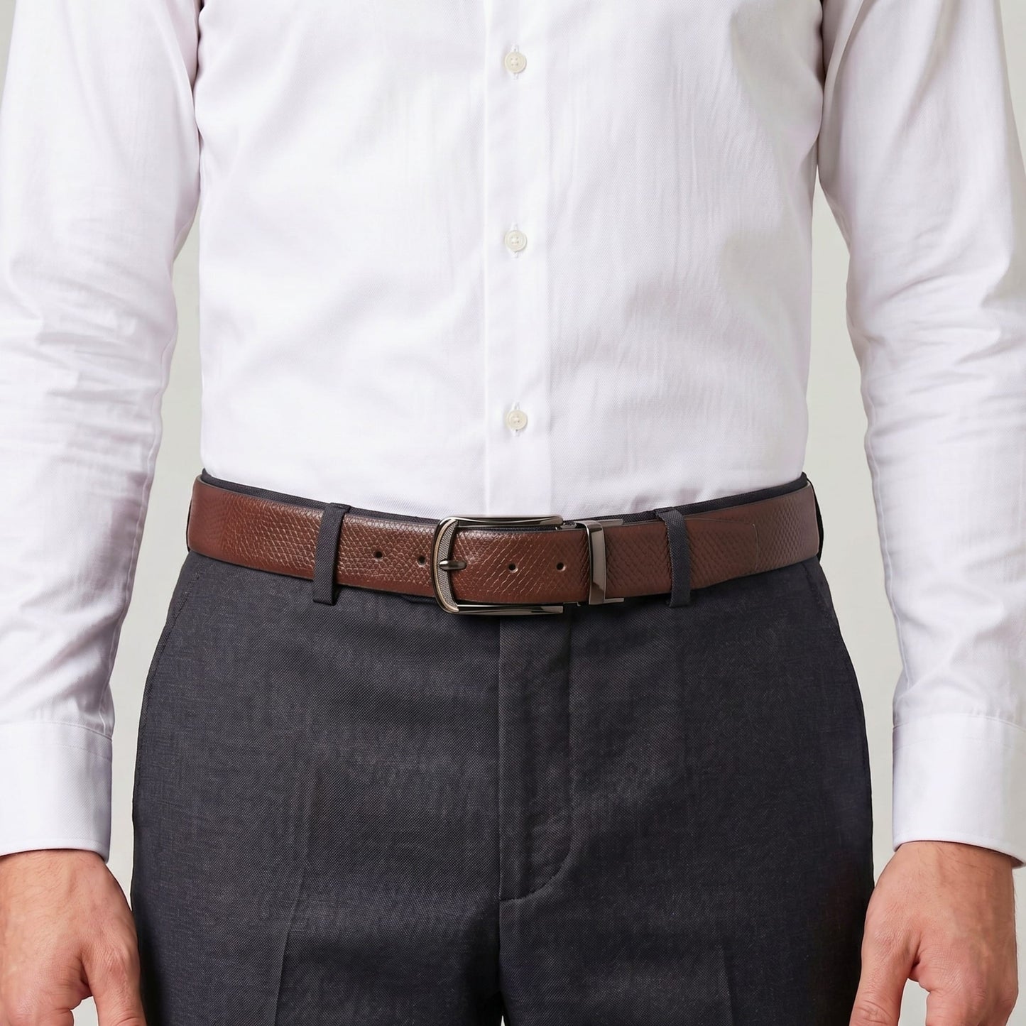 THE MEN THING Leather Belts Mens Genuine Leather Belt | 2 in 1 Reversible (Brown & Black) (1 Pc.) - REXVA