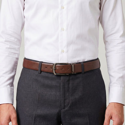 THE MEN THING Leather Belts Mens Genuine Leather Belt | 2 in 1 Reversible (Brown & Black) (1 Pc.) - REXVA