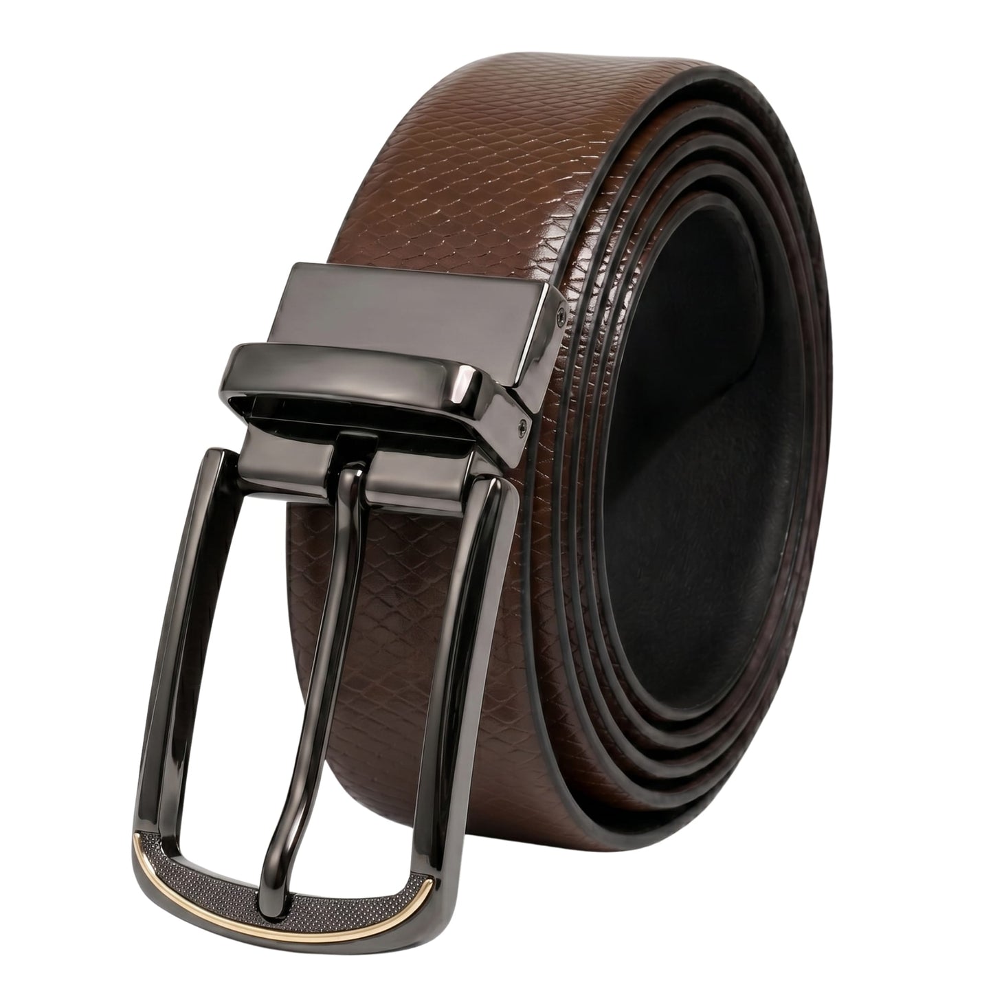 THE MEN THING Leather Belts Mens Genuine Leather Belt | 2 in 1 Reversible (Brown & Black) (1 Pc.) - REXVA