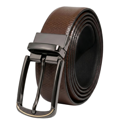 THE MEN THING Leather Belts Mens Genuine Leather Belt | 2 in 1 Reversible (Brown & Black) (1 Pc.) - REXVA