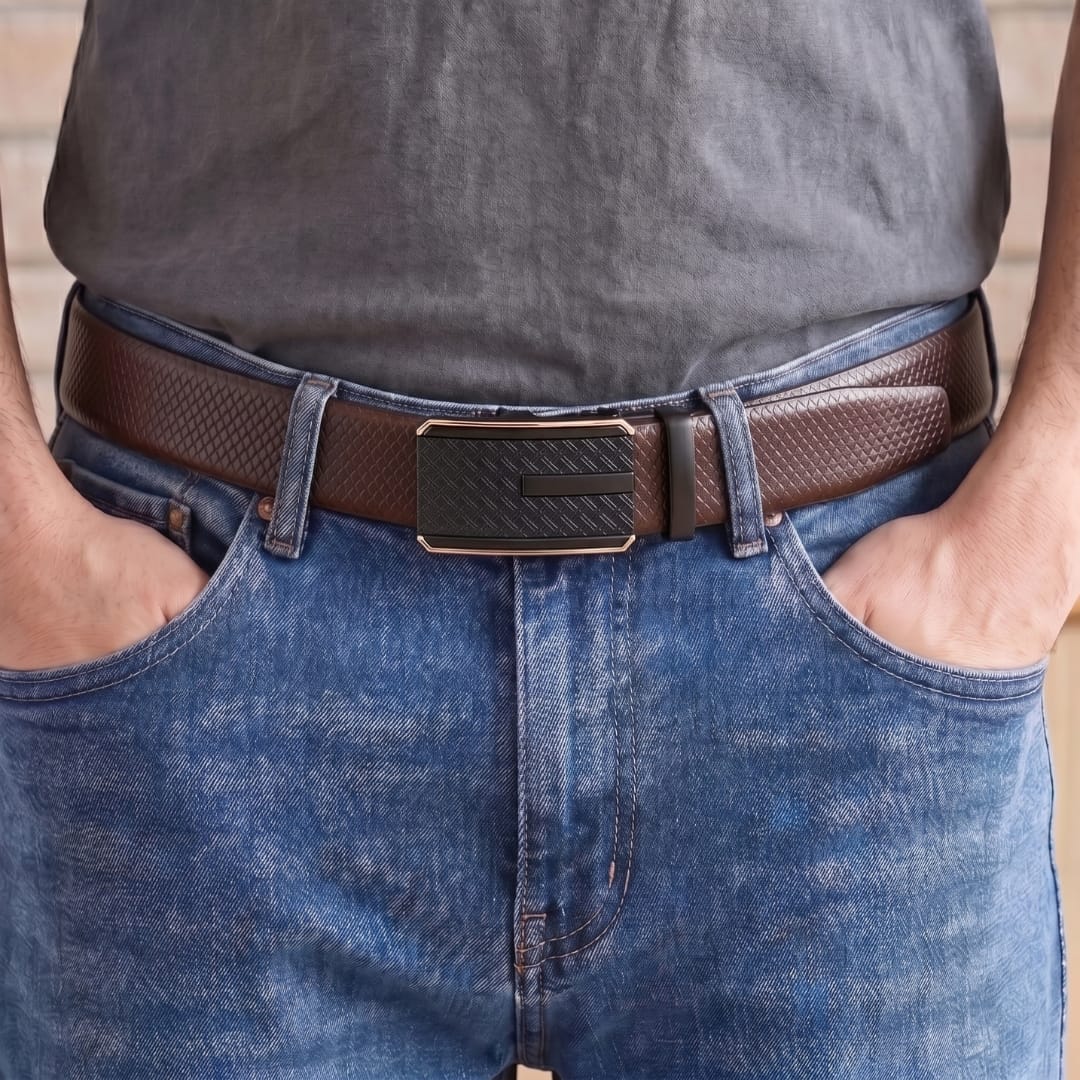 THE MEN THING Leather Belts Mens Genuine Leather Belt | 2 in 1 Reversible (Brown & Black) (1 Pc.) - REXVA