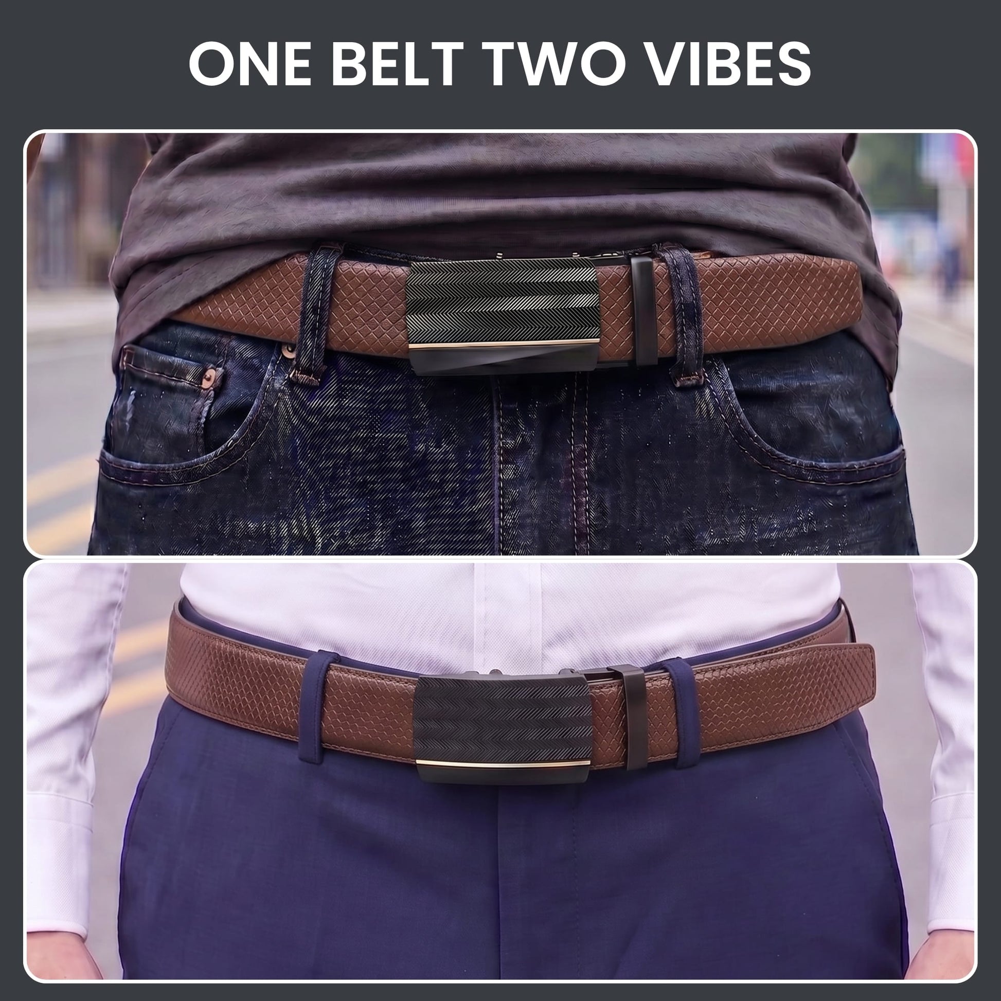 THE MEN THING Leather Belts Mens Genuine Leather Belt | 2 in 1 Reversible (Brown & Black) (1 Pc.) - REXVA