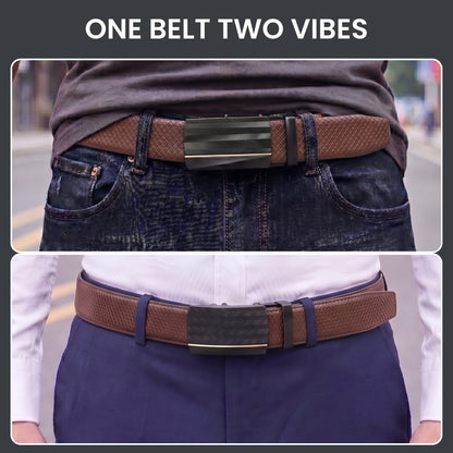 THE MEN THING Leather Belts Mens Genuine Leather Belt | 2 in 1 Reversible (Brown & Black) (1 Pc.) - REXVA