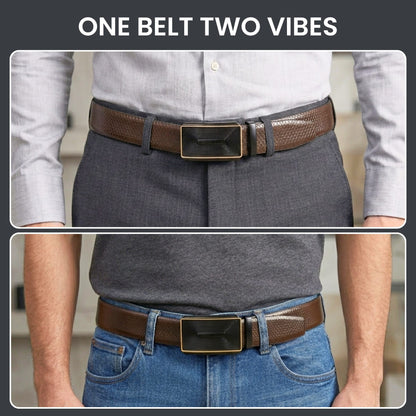 THE MEN THING Leather Belts Mens Genuine Leather Belt | 2 in 1 Reversible (Brown & Black) (1 Pc.) - REXVA