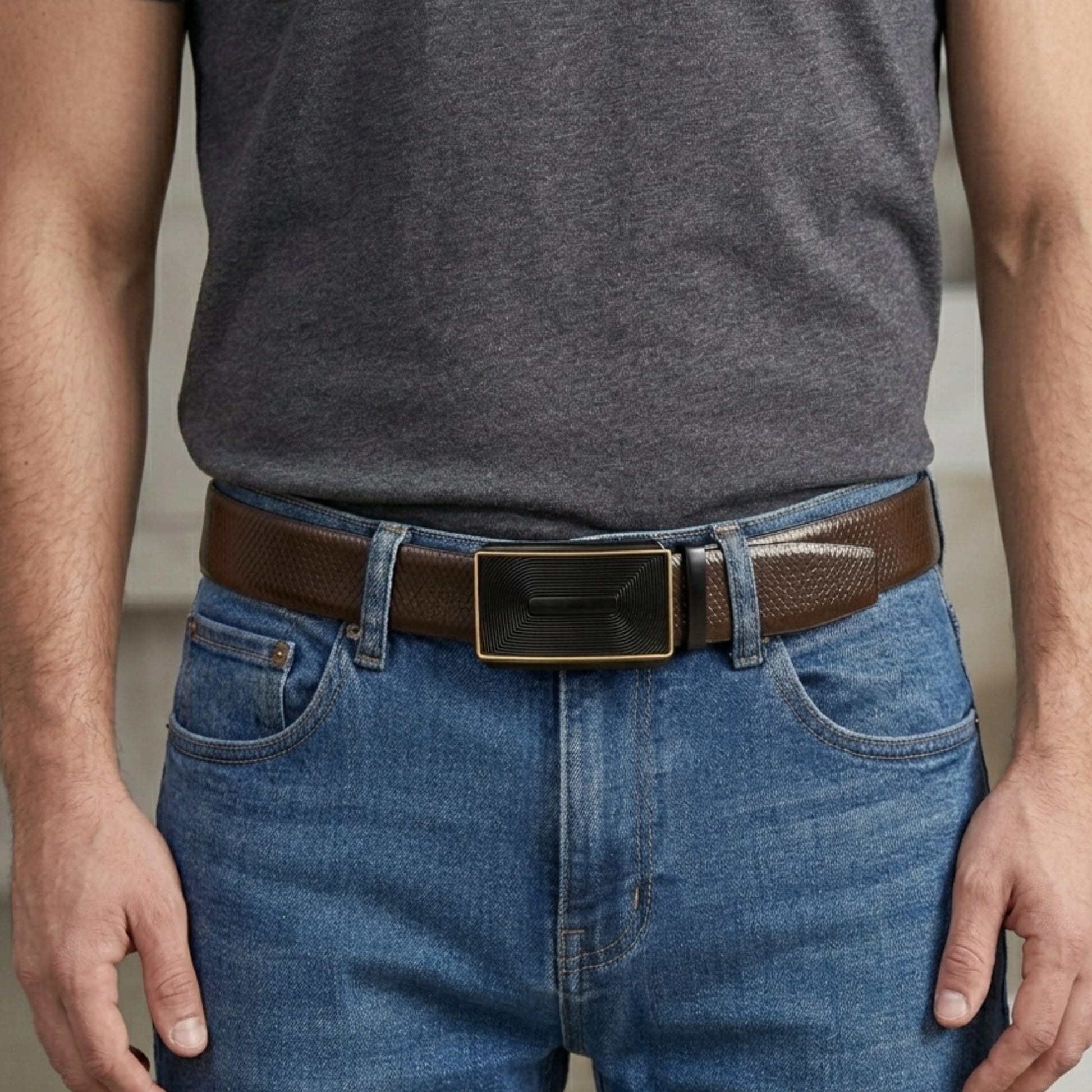 THE MEN THING Leather Belts Mens Genuine Leather Belt | 2 in 1 Reversible (Brown & Black) (1 Pc.) - REXVA