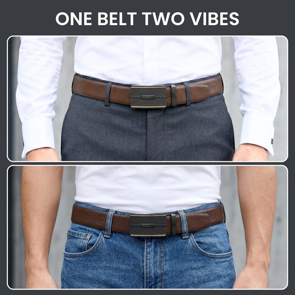 Mens Genuine Leather Belt | 2 in 1 Reversible (Brown & Black) (1 Pc.) - REXVA