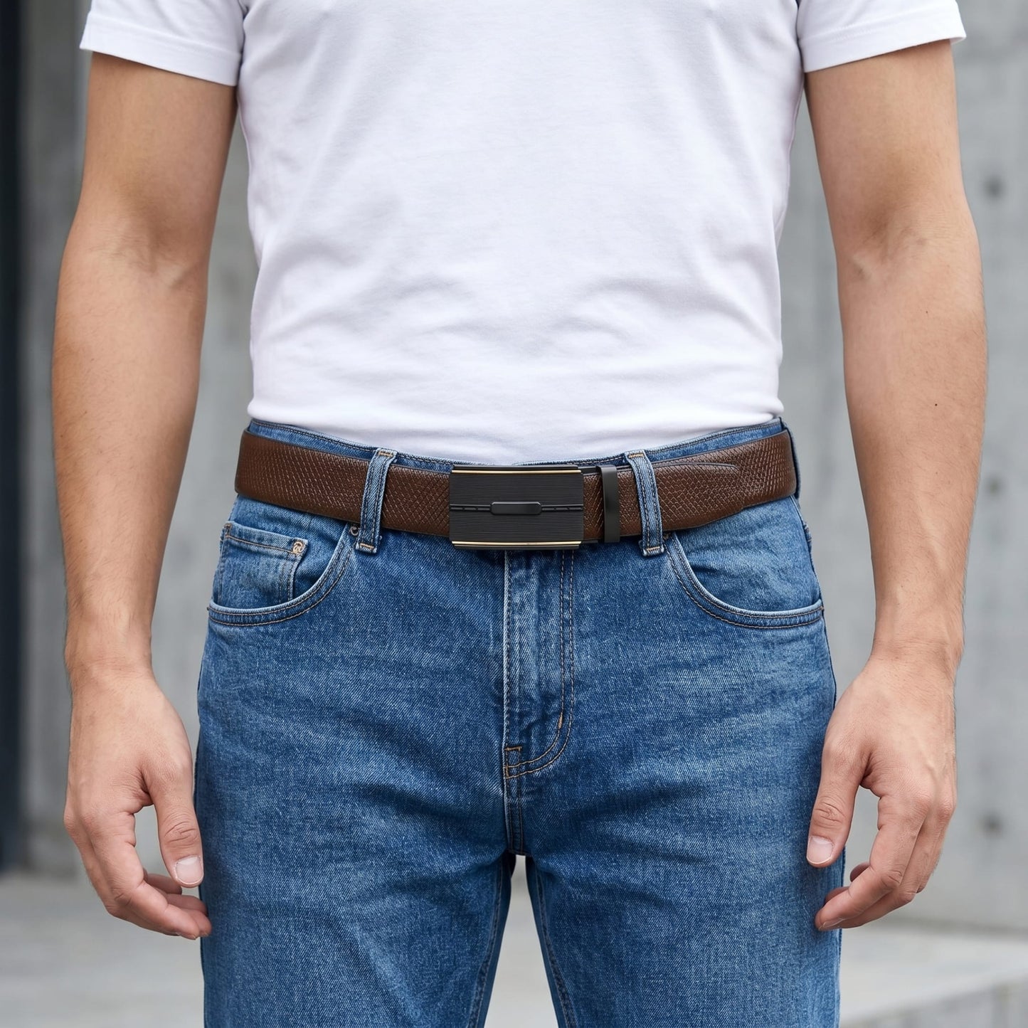 THE MEN THING Leather Belts Mens Genuine Leather Belt | 2 in 1 Reversible (Brown & Black) (1 Pc.) - REXVA