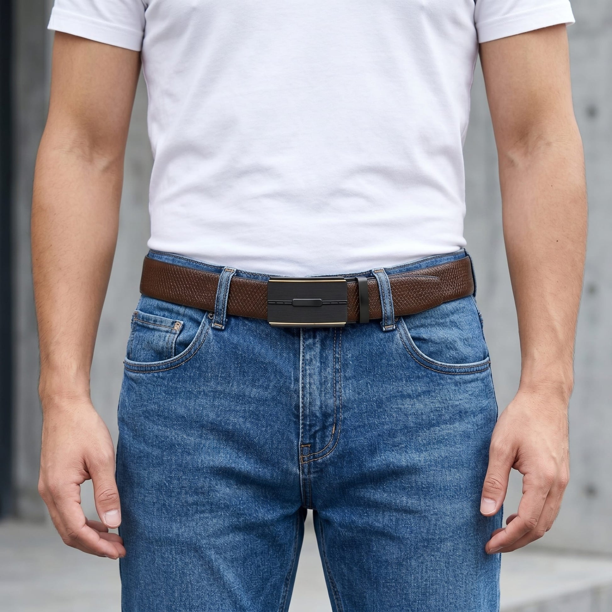 THE MEN THING Leather Belts Mens Genuine Leather Belt | 2 in 1 Reversible (Brown & Black) (1 Pc.) - REXVA